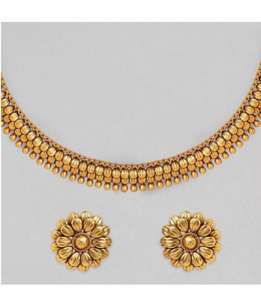     			Thrillz Golden Brass Necklace Set ( Pack of 1 )
