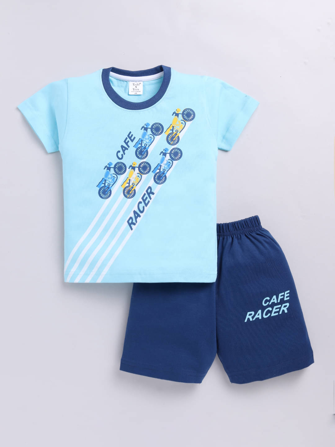     			Todd N Teen Pack of 1 Boys Cotton T-Shirt & Shorts Set ( White )