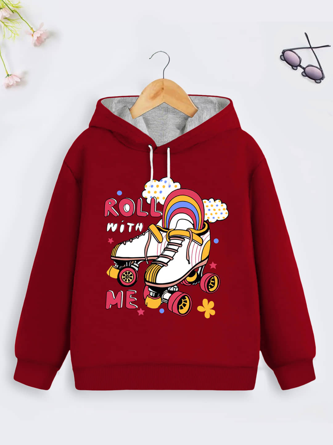 Trampoline Single Girls Cotton Blend Sweatshirt ( Red )