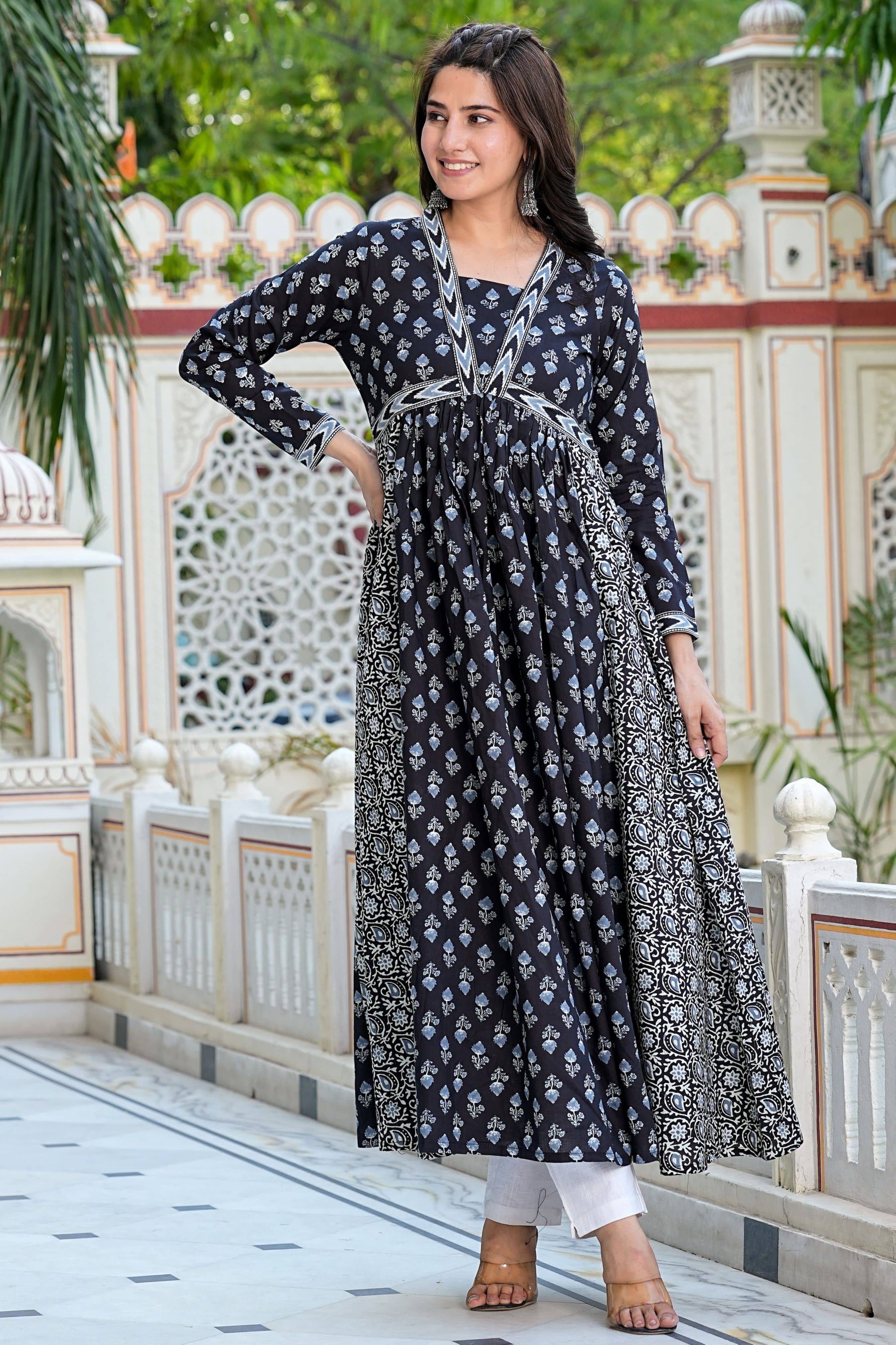 Vbuyz Cotton Printed Anarkali Women's Kurti - Lavender ( Pack of 1 ) - Kurtis, Tunics | Buy online on ZillyBuy