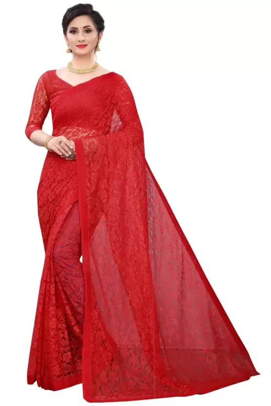 Vkaran Net Cut Outs Saree With Unstitched Blouse Piece ( Black ) - Sarees | Buy online on ZillyBuy