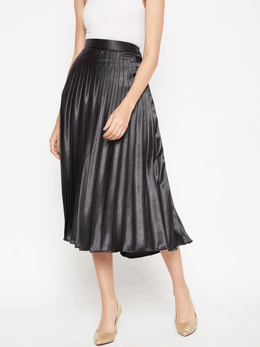 ZWERLON Black Satin Women's Flared Skirt ( Pack of 1 )     			ZWERLON Black Satin Women's Flared Skirt ( Pack of 1 )