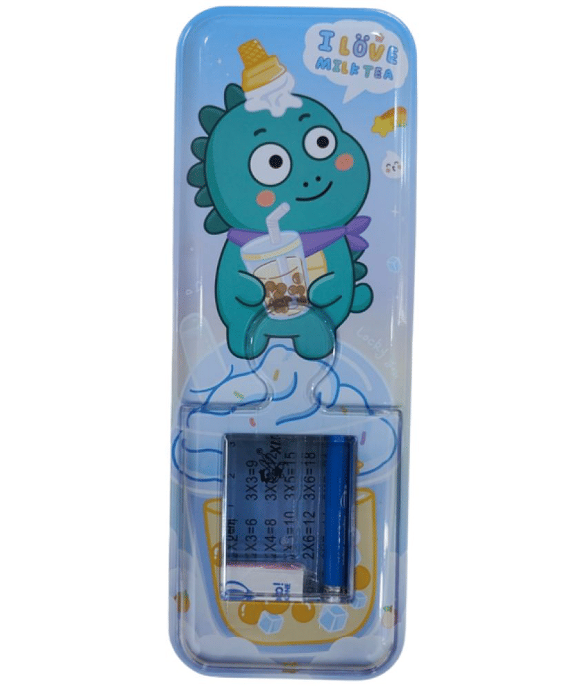     			2711 F- BLUE FLIPCLIPS I LOVE MILK TEA Theme Metal Pencil Box Case with 2 Pencil, 1Eraser, 1 Scale Stationery Set – Double Layer Pencil Case Stationary Organizer for Kids – Birthday Return Gift for Kids ( ILOVE MILK TEA theme)