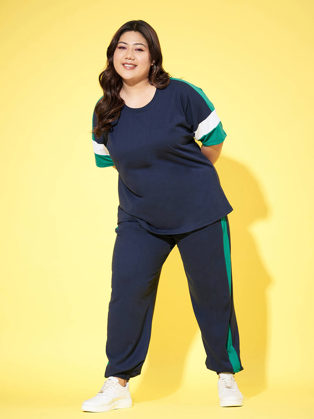     			AUSTIVO Women Colorblock Top With Joggers Co-Ord Set ( Navy )