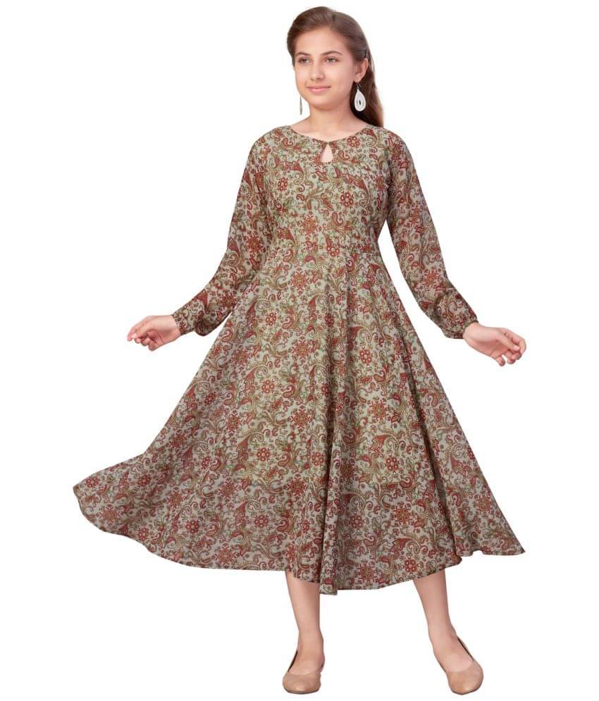     			Aarika Green Georgette Girls A-line Dress ( Pack of 1 )