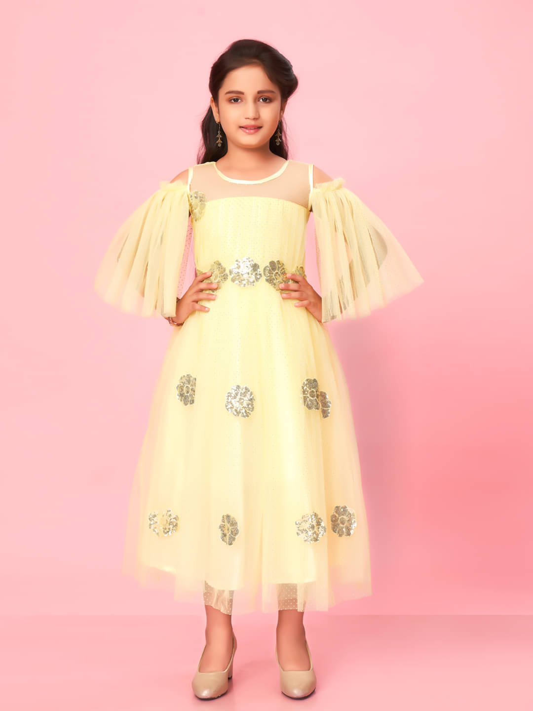 Aarika Net Gown For Girls ( Pack of 1 , Lemon ) Aarika Net Gown For Girls ( Pack of 1 , Lemon )