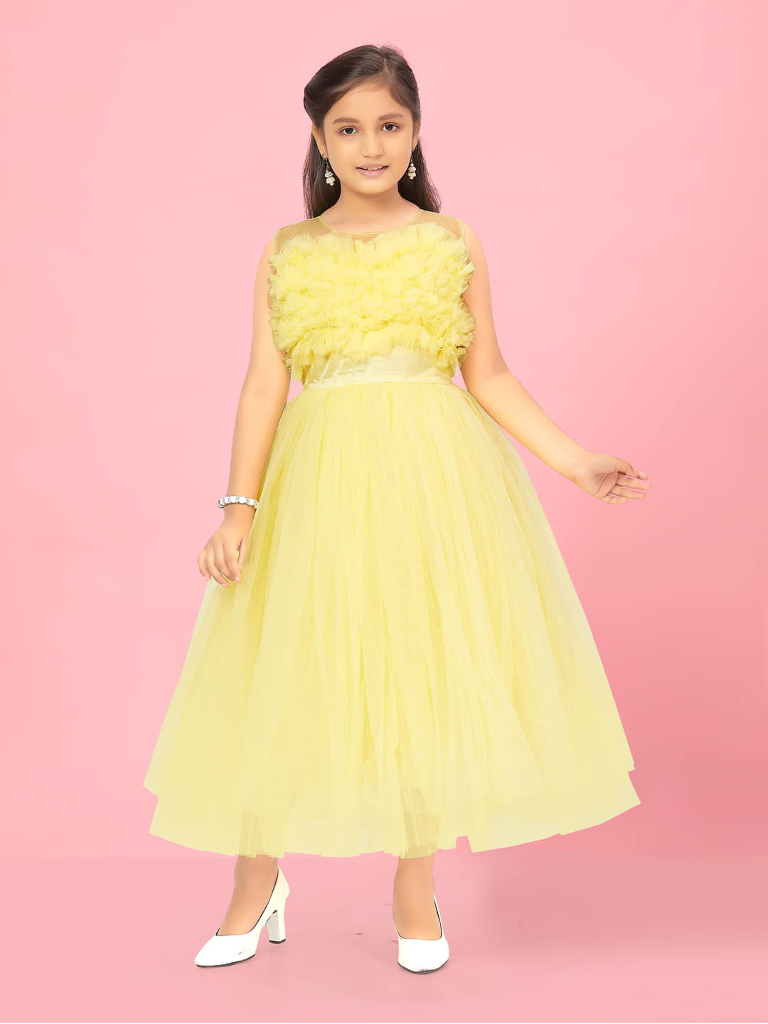     			Aarika Nylon Gown For Girls ( Pack of 1 , Lemon )