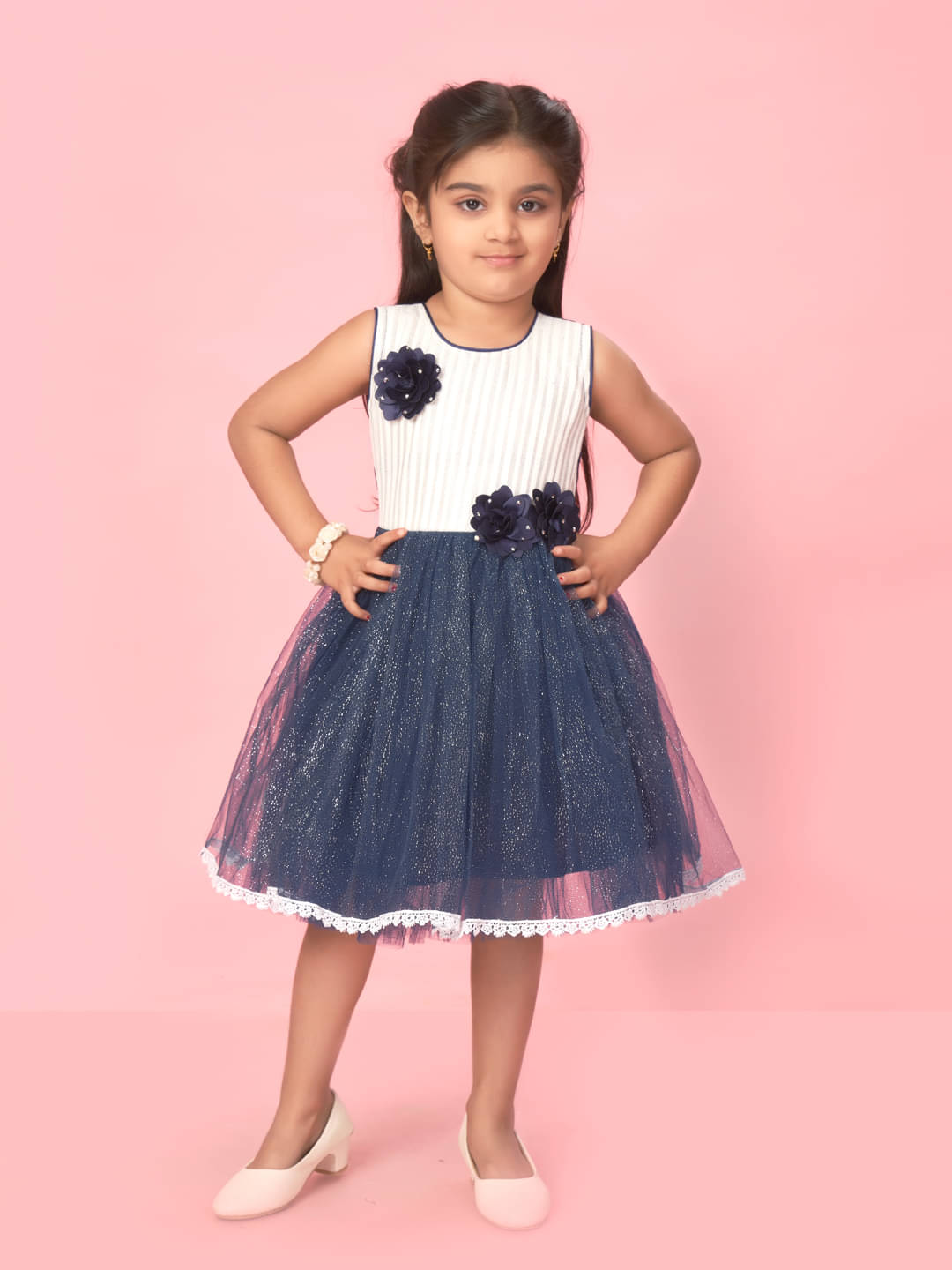     			Aarika Net Frock For Girls ( Pack of 1 , Navy Blue )