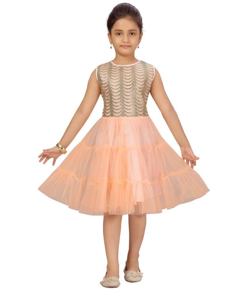 Aarika Net Frock For Girls ( Pack of 1 , Peach )     			Aarika Net Frock For Girls ( Pack of 1 , Peach )