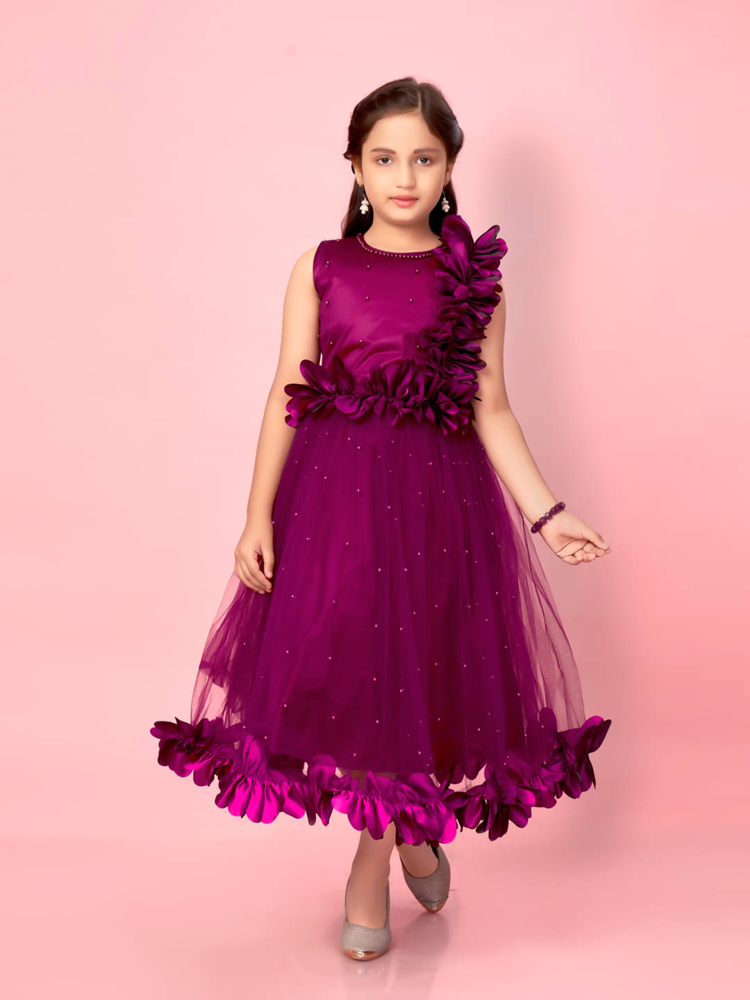     			Aarika Nylon Gown For Girls ( Pack of 1 , Purple )