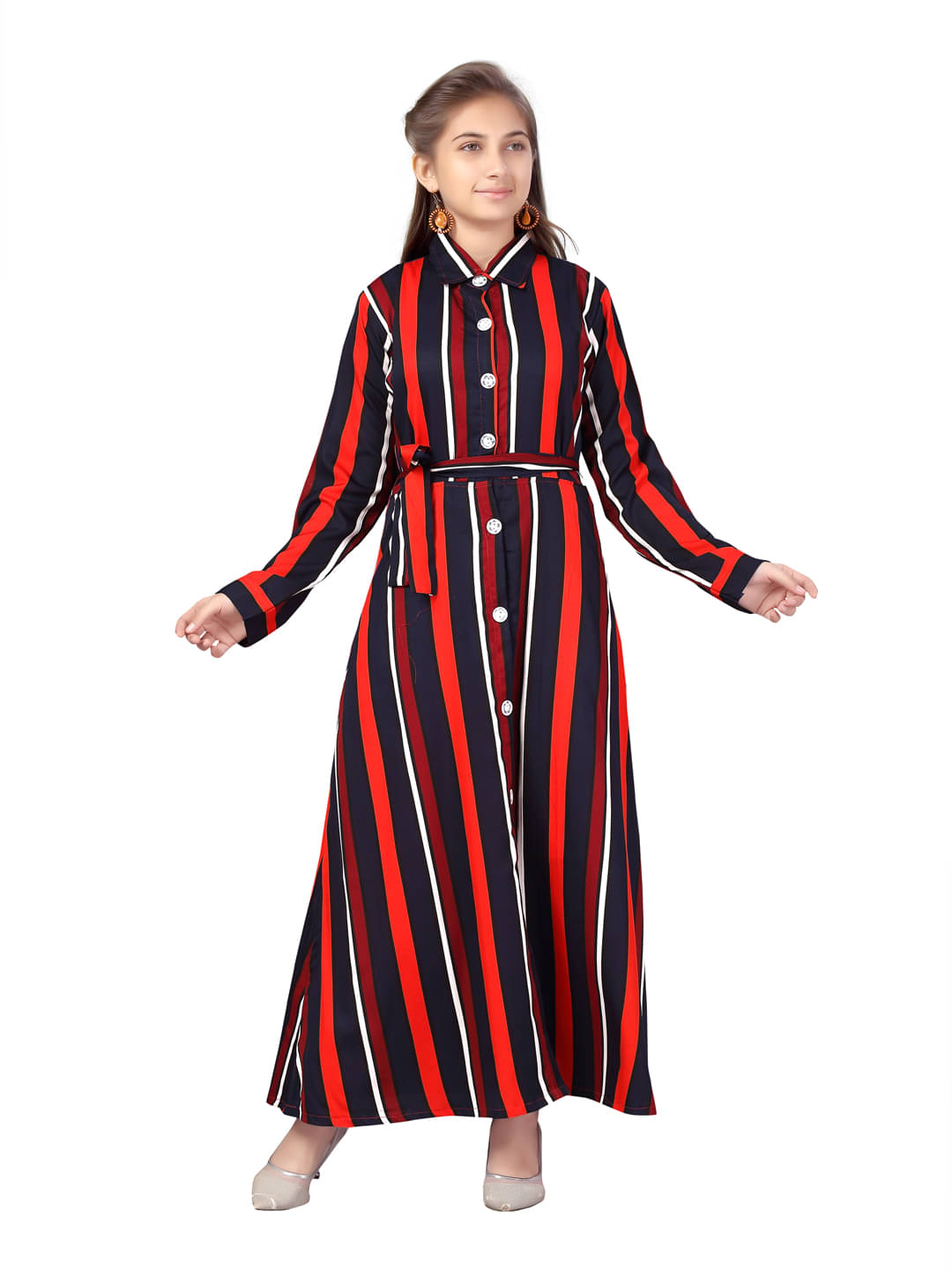     			Aarika Cotton Blend Shirt Dress For Girls ( Pack of 1 , Red )