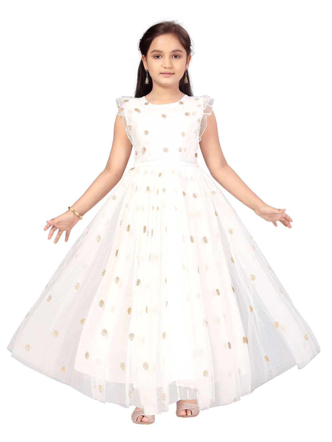 Aarika Net Gown For Girls ( Pack of 1 , White ) Aarika Net Gown For Girls ( Pack of 1 , White )