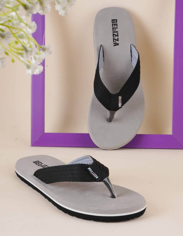     			BELIZZA Light Grey Men's Thong Flip Flop
