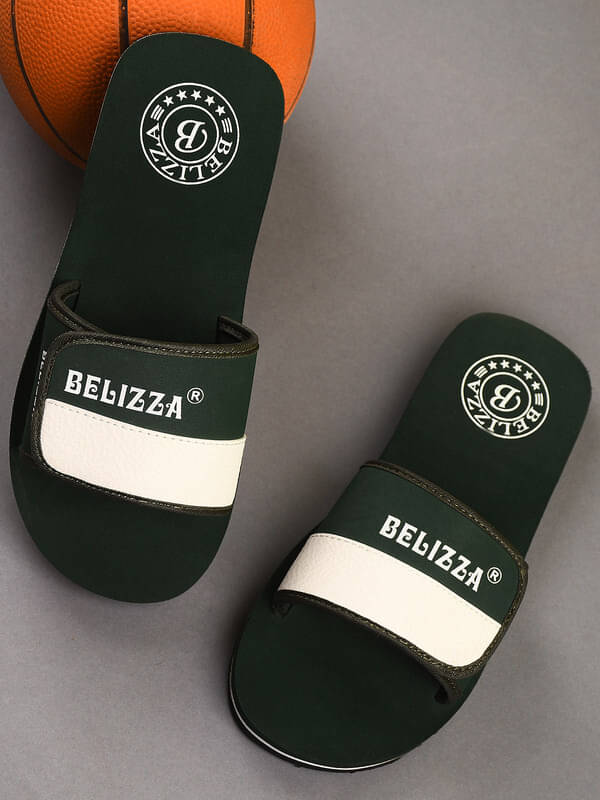     			BELIZZA Olive Men's Slide Flip Flop