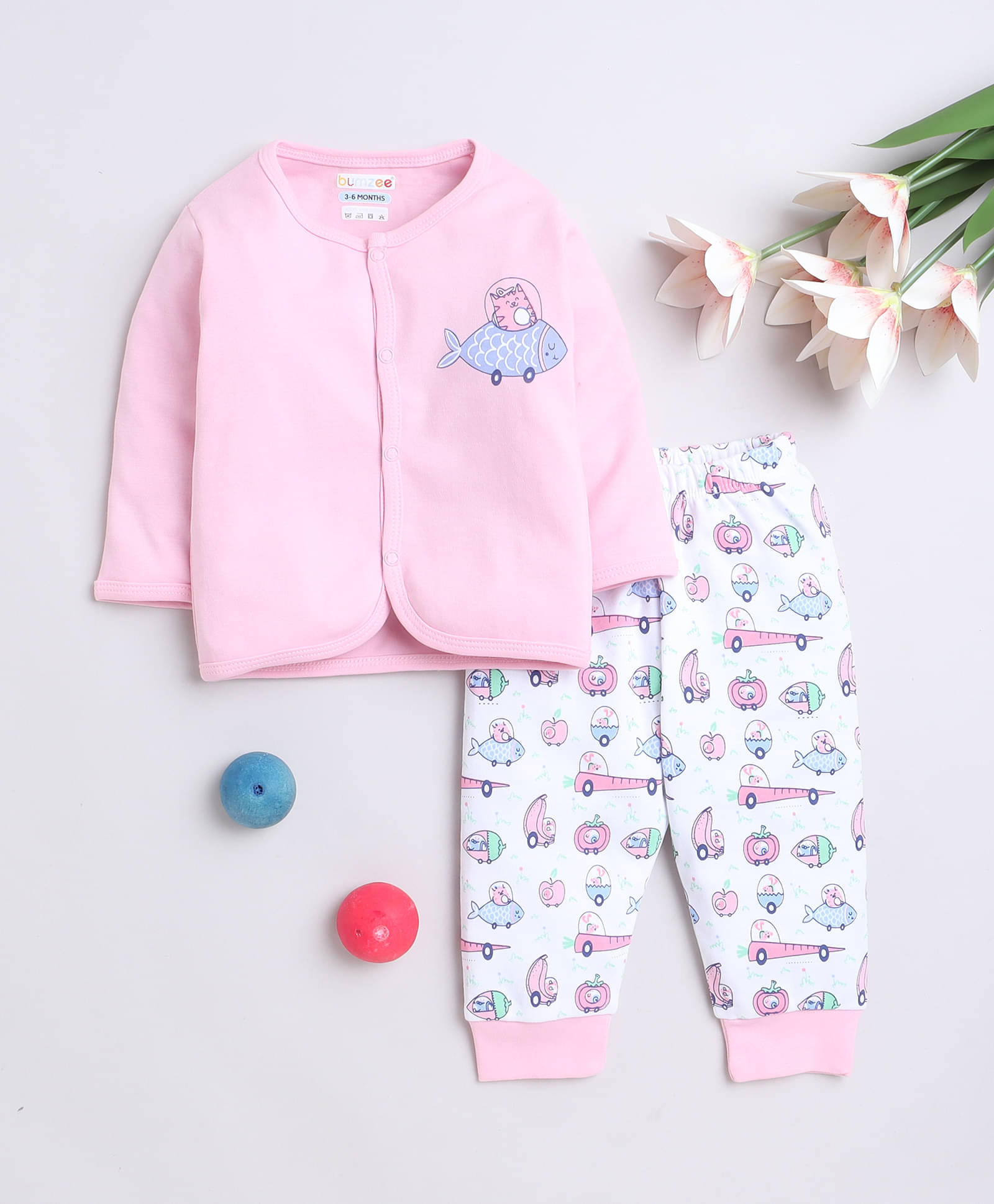     			BUMZEE Pack of 1 Baby Girls Cotton Sweatshirt & Jogger Set ( Pink )