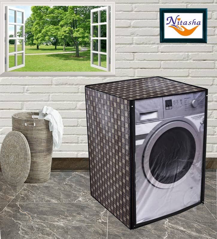 CASA FURNISHING Front Load Washing Machine Cover Compatiable For 7 kg - Maroon