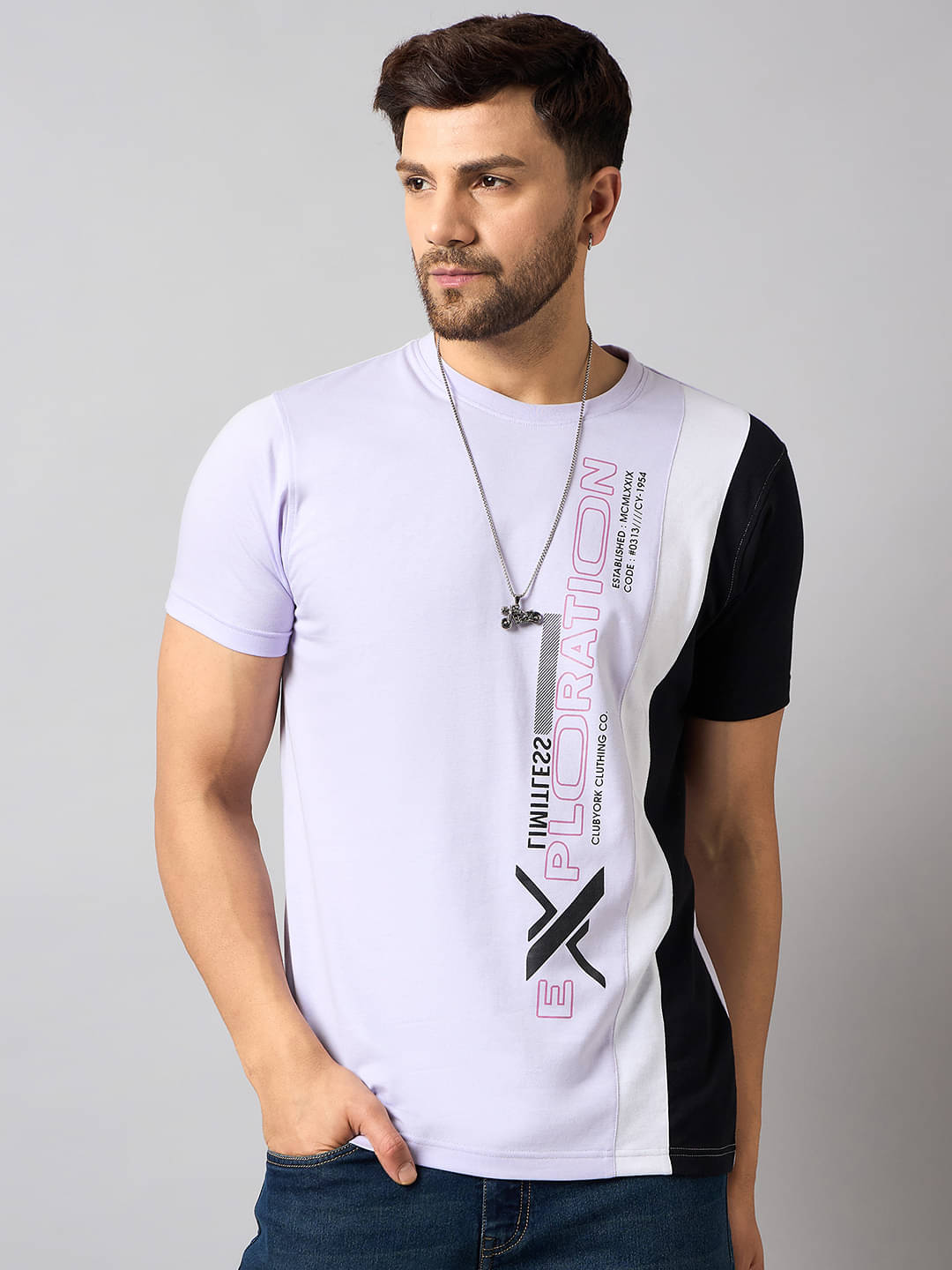     			Club York Pack of 1 Cotton Blend Regular Fit Men's T-Shirt ( Purple )