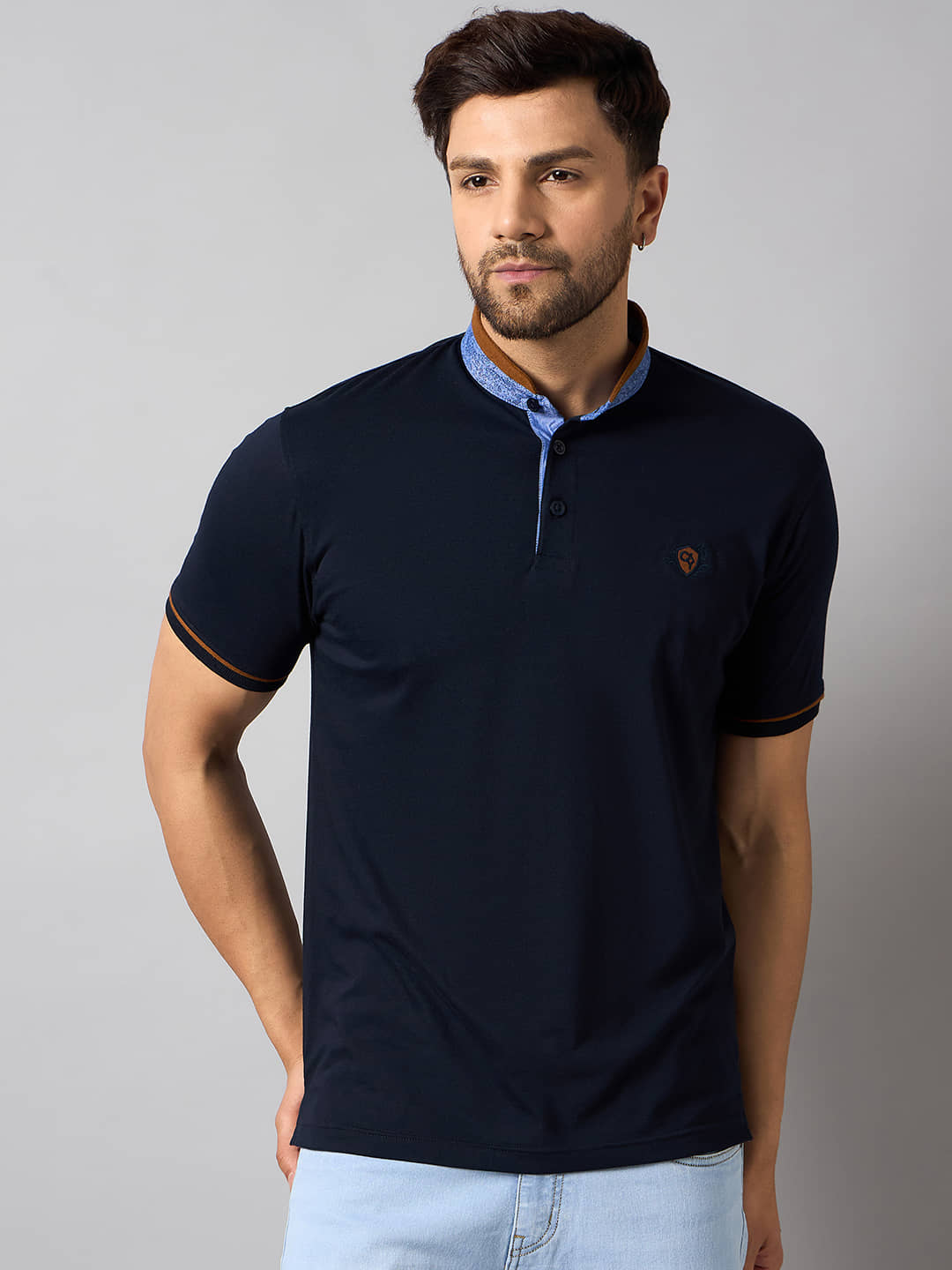 Club York Pack of 1 Cotton Blend Regular Fit Men's T-Shirt ( Navy )