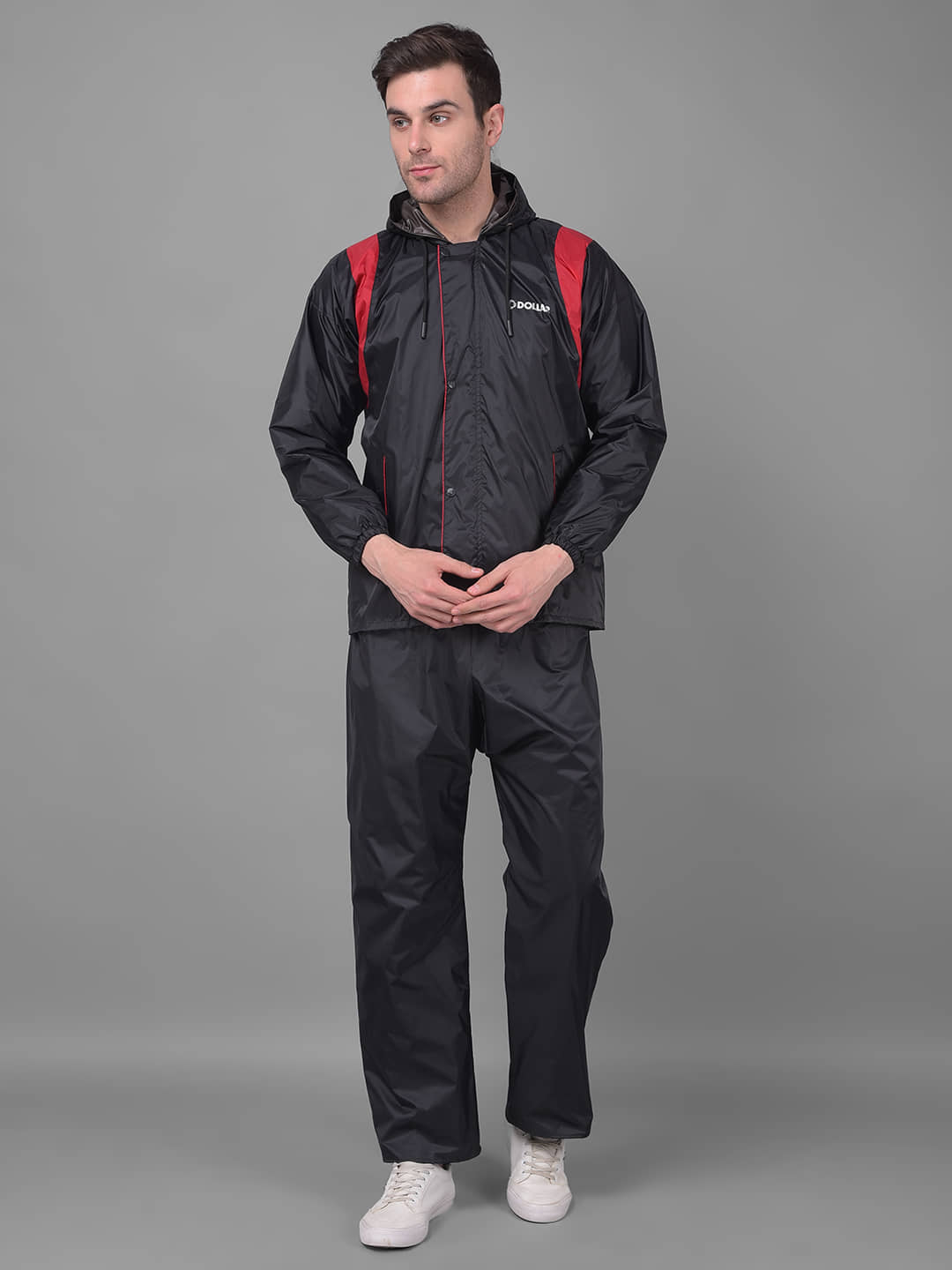 Dollar Rainguard Men's Reversible Full Sleeve Solid Raincoat Set With Adjustable Hood and Pocket