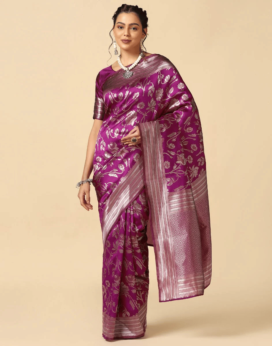 GARIYA Art Silk Embellished Saree With Unstitched Blouse Piece ( Wine ) GARIYA Art Silk Embellished Saree With Unstitched Blouse Piece ( Wine )