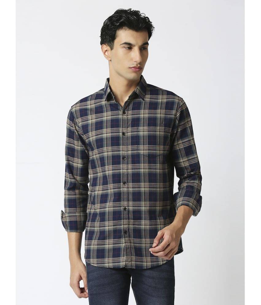     			HJ HASASI 100% Cotton Slim Fit Checks Full Sleeves Men's Casual Shirt - Blue ( Pack of 1 )