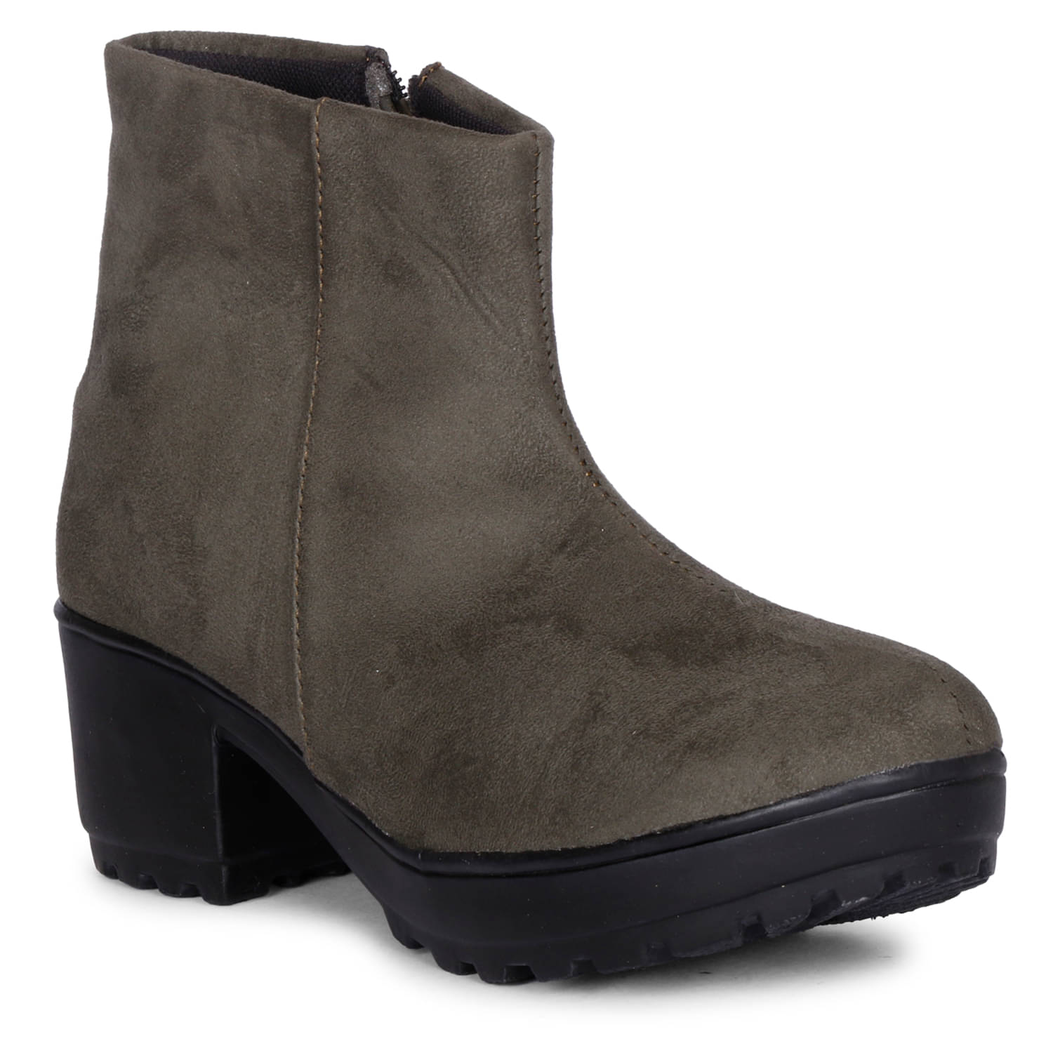     			Ishransh Olive Women's Ankle Length Boots