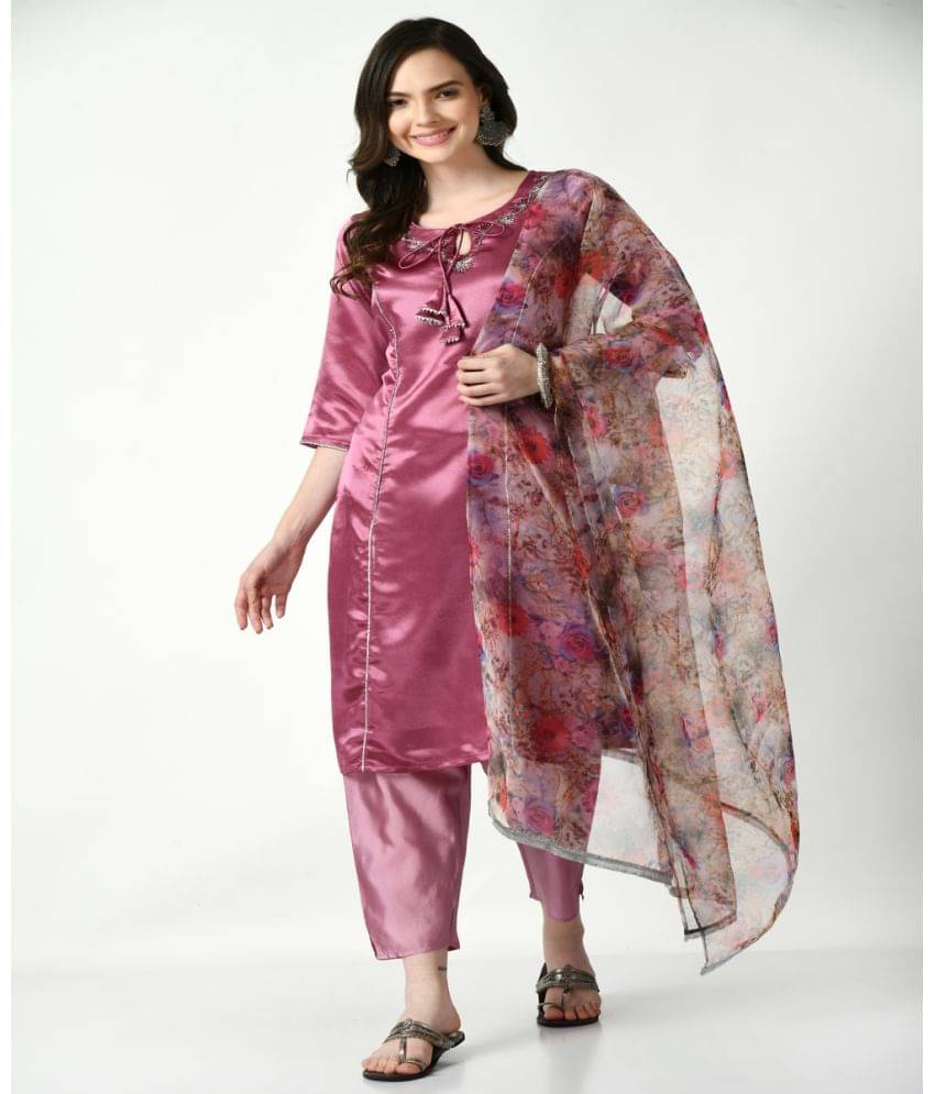 Neel & Ned Polyester Embellished Kurti With Pants Women's Stitched Salwar Suit - Purple ( Pack of 1 ) Neel & Ned Polyester Embellished Kurti With Pants Women's Stitched Salwar Suit - Purple ( Pack of 1 )