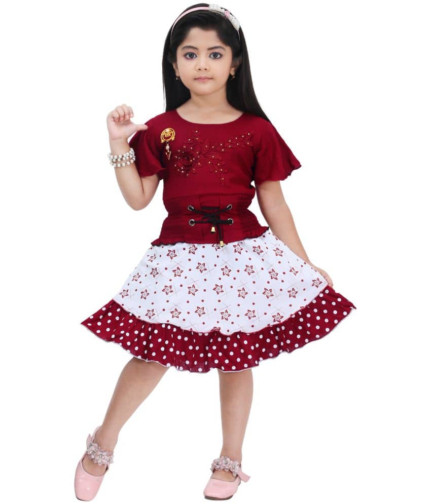 New Collection Rayon Frock For Girls ( Pack of 1 , Maroon )