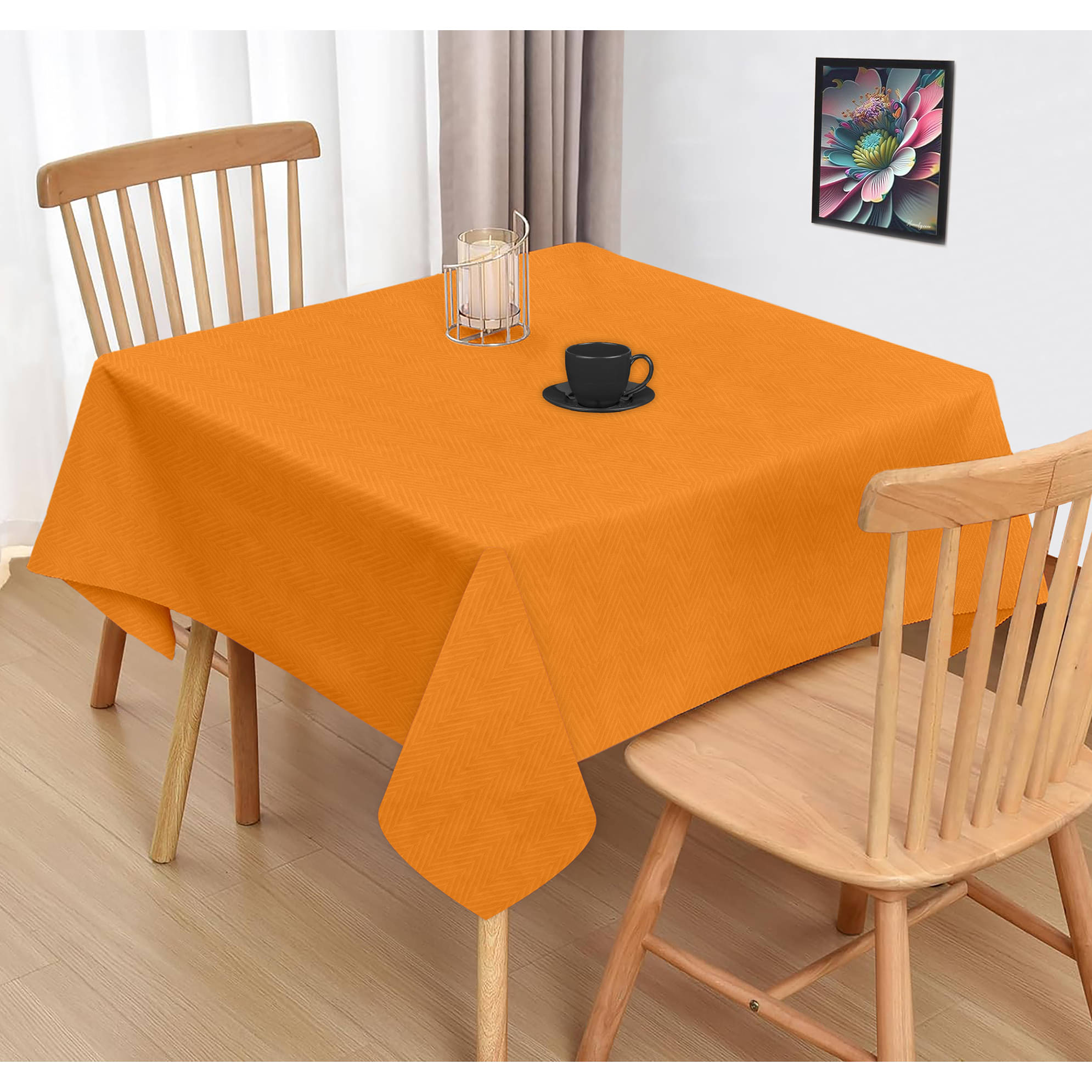 Oasis Hometex Self Design Cotton 2 Seater Square Table Cover ( 102 x 102 ) cm Pack of 1 Orange Oasis Hometex Self Design Cotton 2 Seater Square Table Cover ( 102 x 102 ) cm Pack of 1 Orange