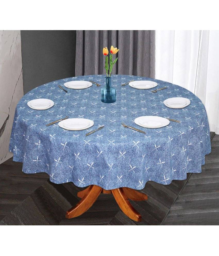     			Oasis Hometex Printed Cotton 6 Seater Round Table Cover ( 152 x 152 ) cm Pack of 1 Blue