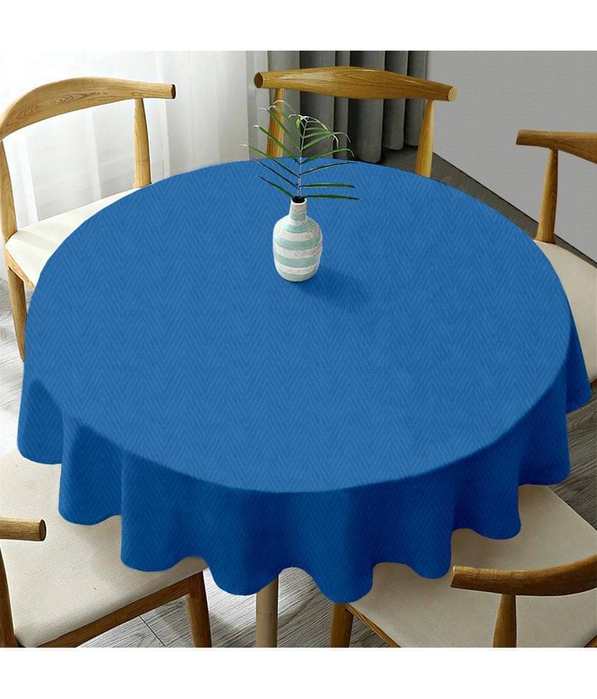     			Oasis Hometex Self Design Cotton 6 Seater Round Table Cover ( 152 x 152 ) cm Pack of 1 Blue