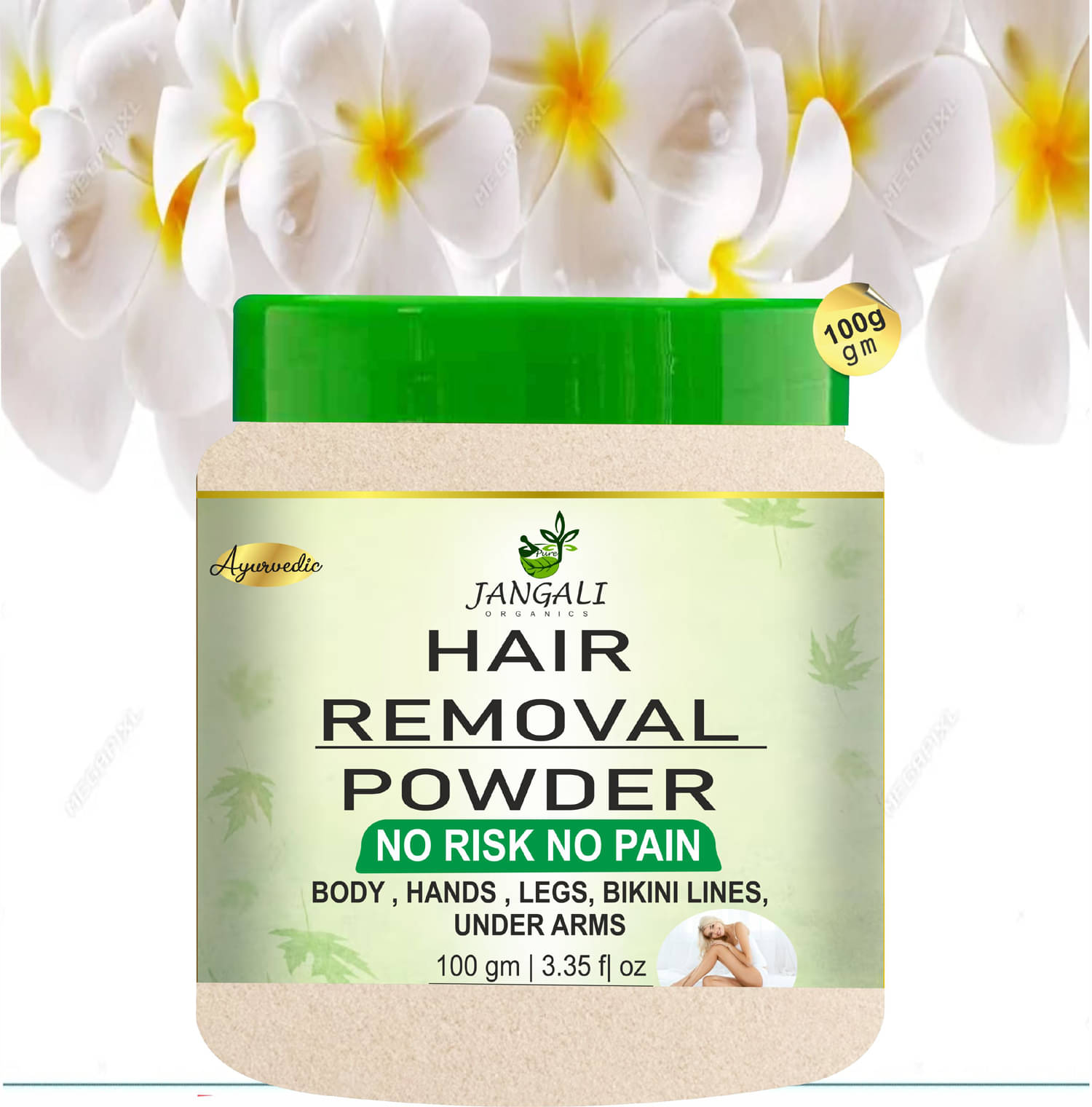 PURE Jangali ORGANICS Hair Removal Powder Three in one Use For Powder 100G PURE Jangali ORGANICS Hair Removal Powder Three in one Use For Powder 100G