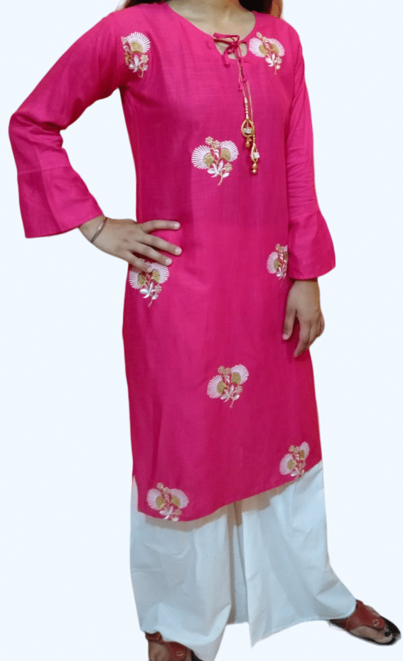     			Shubh paridhaan Women Cotton Blend Solid Ethnic Dress ( Pink )