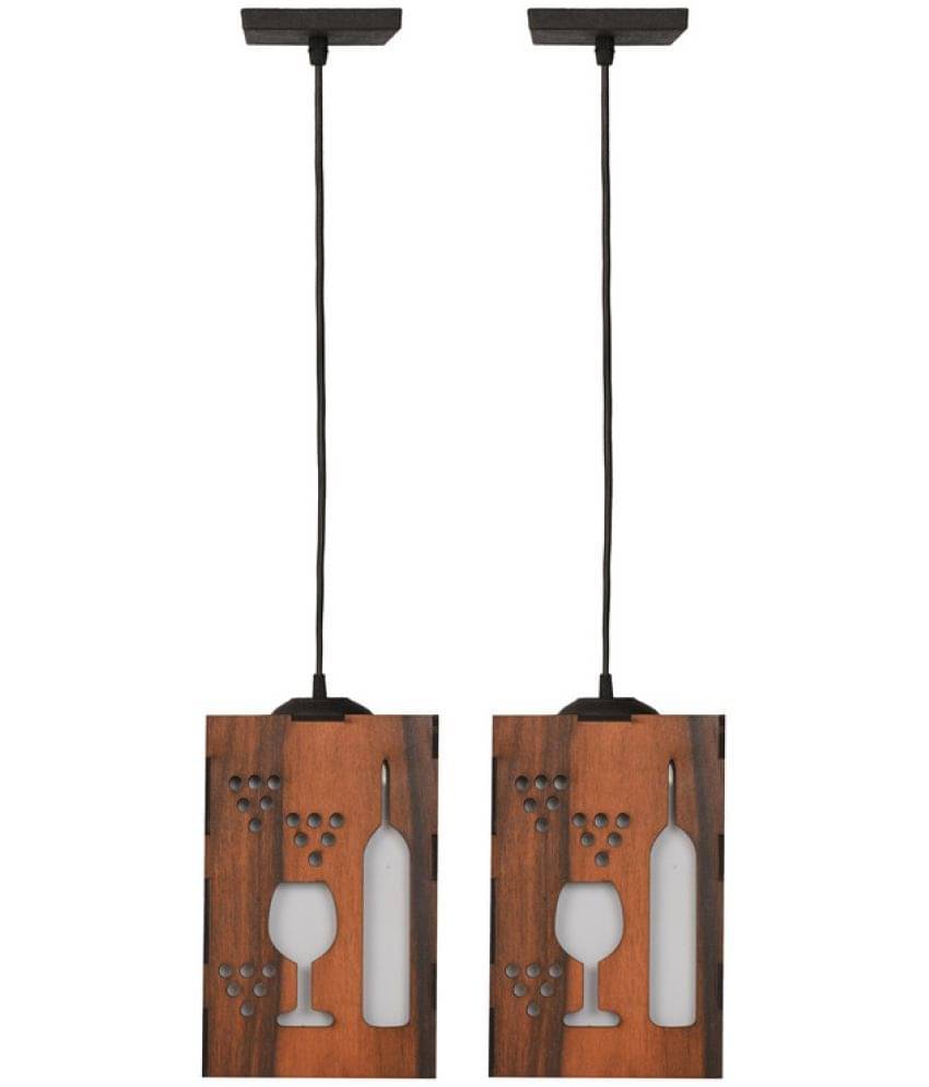 Somil Wood Hanging Light Pendant Black - Pack of 2 Somil Wood Hanging Light Pendant Black - Pack of 2