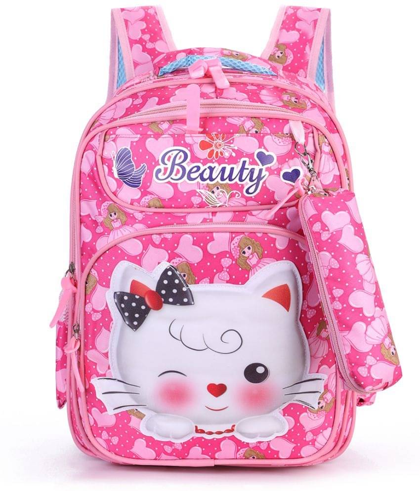 Tinytot Pink Polyester Backpack For Kids Tinytot Pink Polyester Backpack For Kids