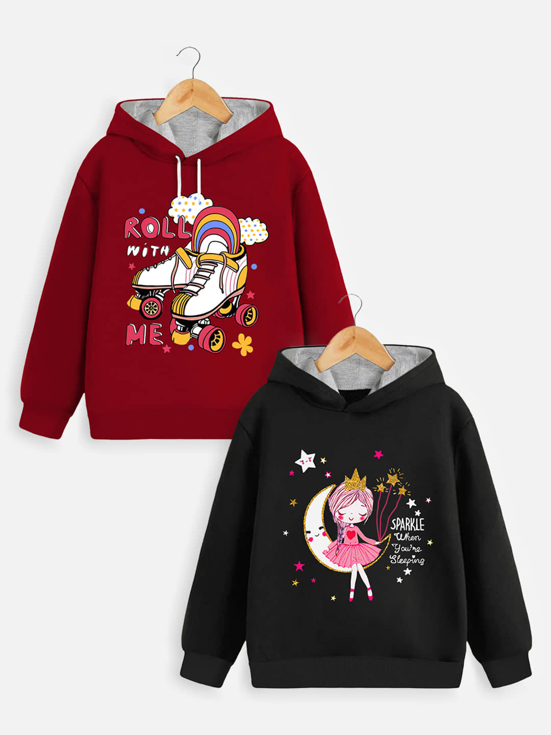 Trampoline Pack of 2 Girls Cotton Blend Sweatshirt ( Red & Black )