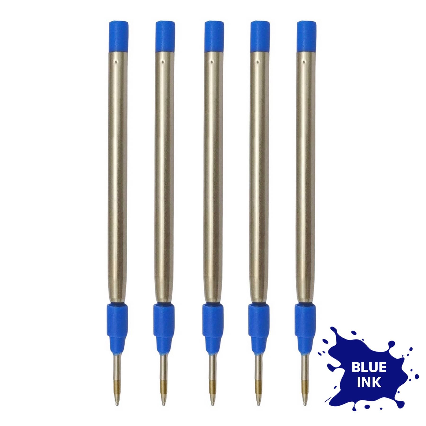 UJJi Blue Ink Long Metal Jotter for All Brand Pen Refill (Pack of 5, Blue Ink)
