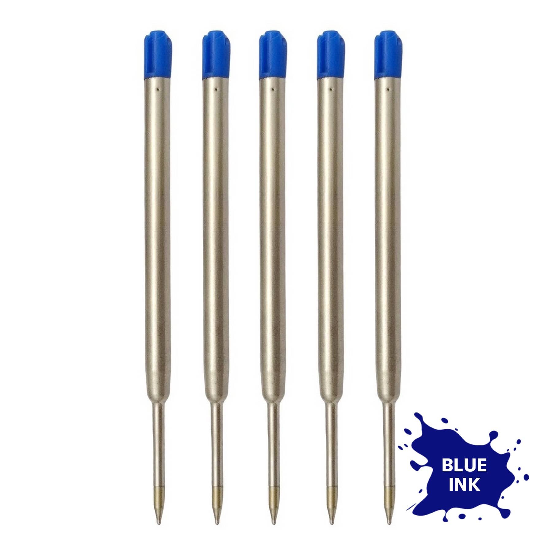 UJJi Blue Ink Metal Jotter for All Brand Pen Refill (Pack of 5, Blue Ink)