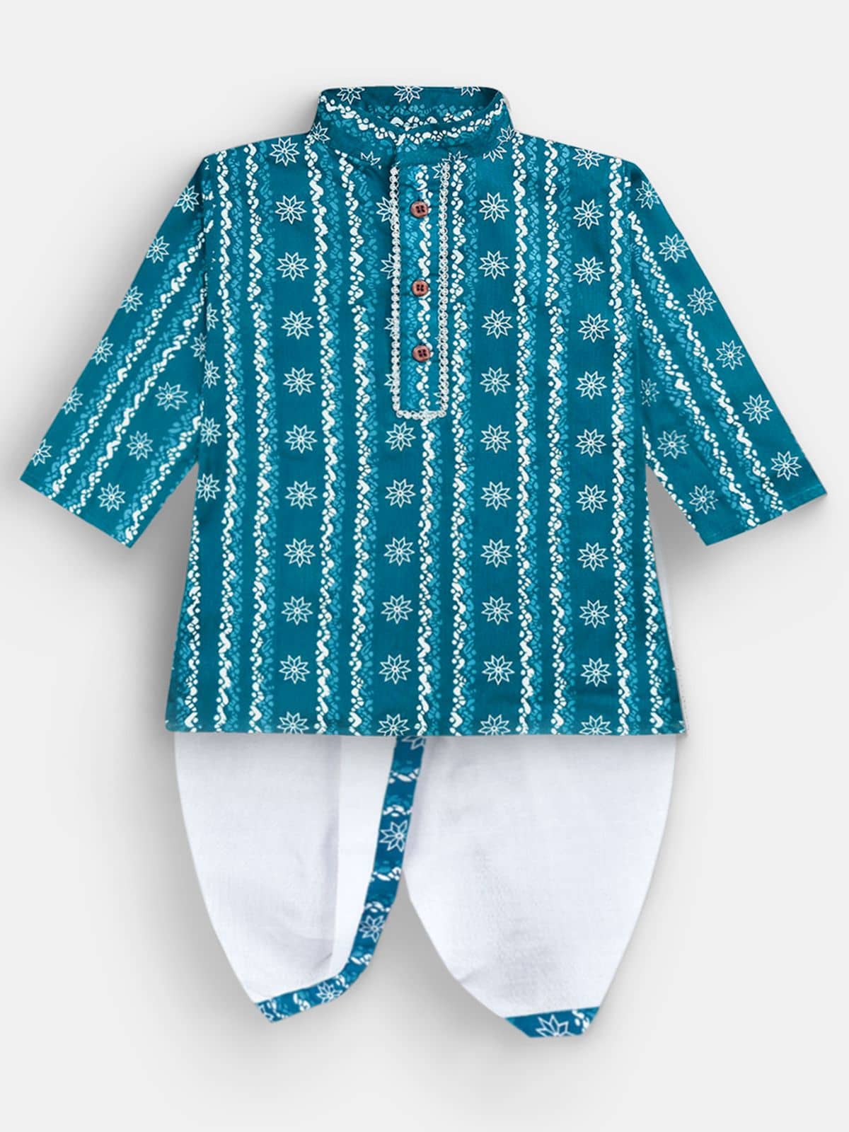 mustmom Boys Cotton Abstract - Pattern Dhoti Kurta Set ( Blue , Pack of 1 ) - Kurtas & Kurta Sets | Buy online on ZillyBuy