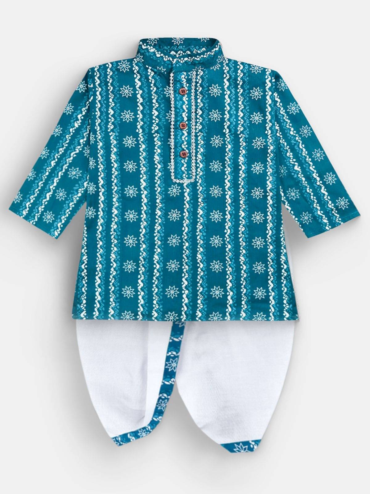     			mustmom Boys Cotton Abstract - Pattern Dhoti Kurta Set ( Blue , Pack of 1 )