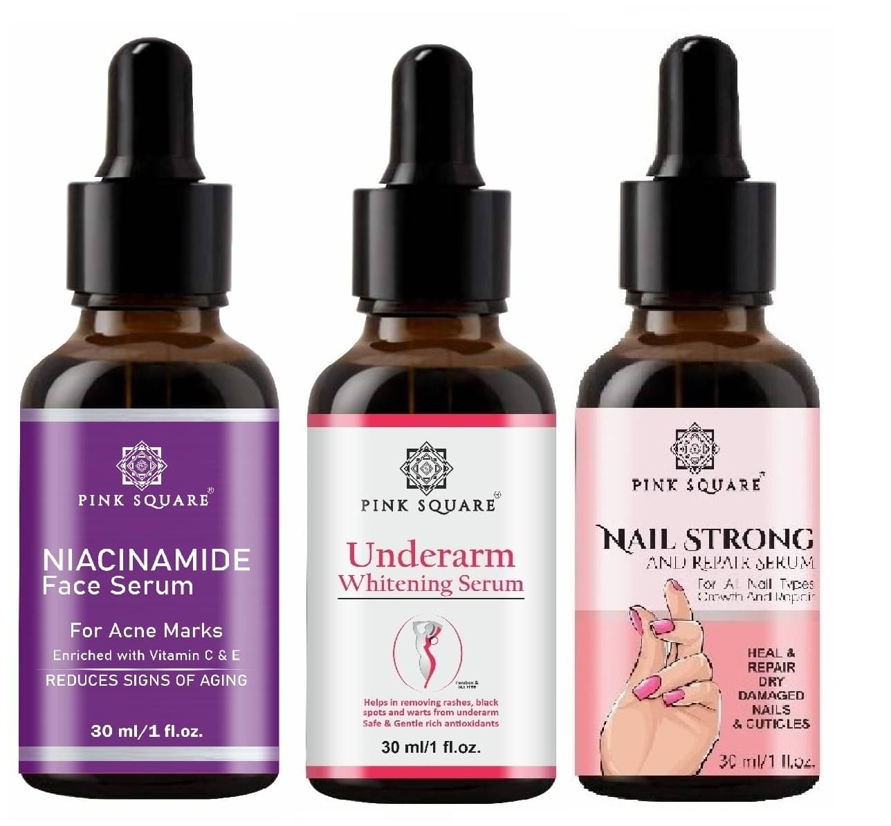     			pink square Face Serum Fragrance-Free Formulation Skin Toning For All Skin Type ( Pack of 3 )