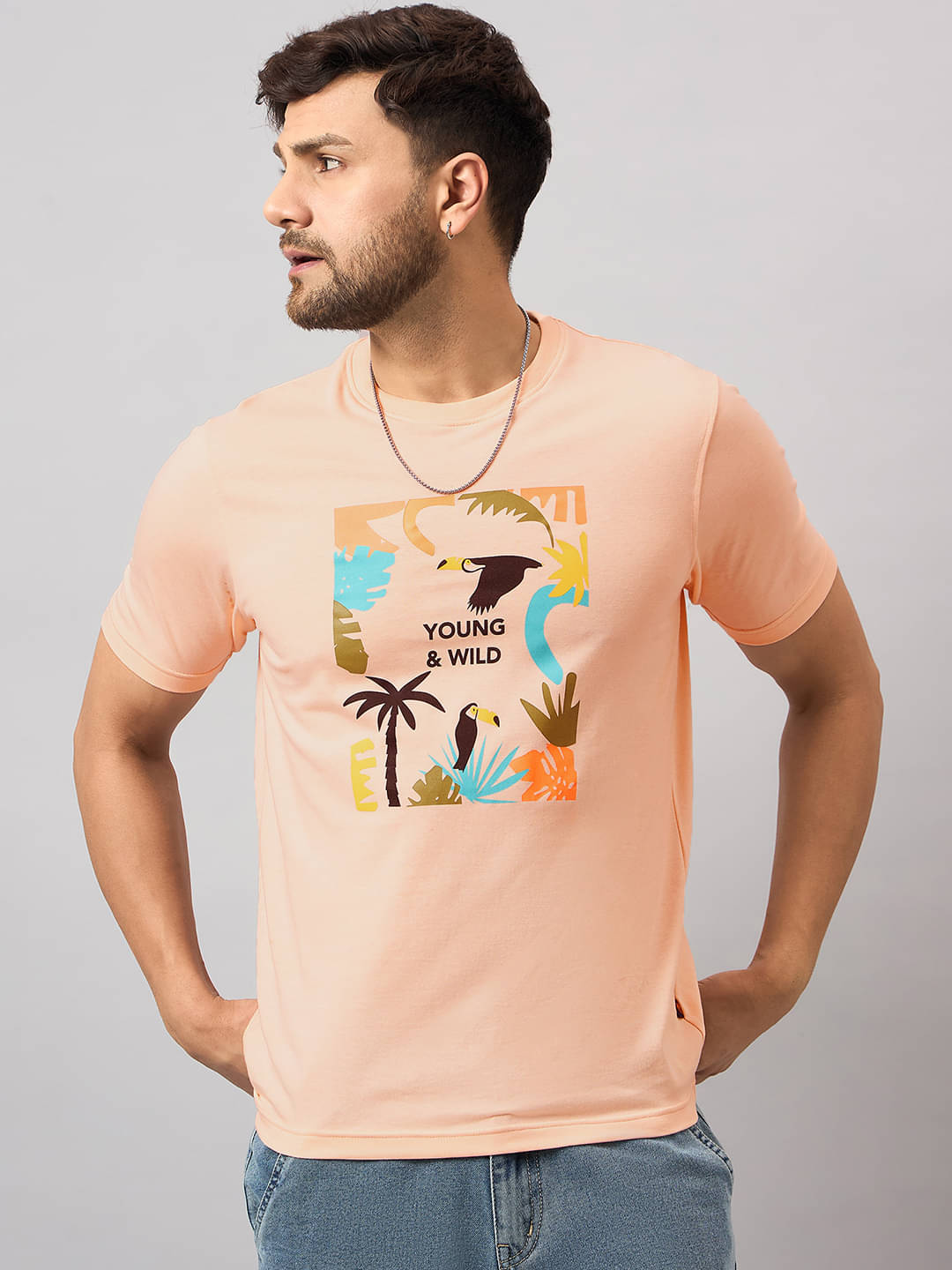 Club York Pack of 1 Cotton Blend Regular Fit Men's T-Shirt ( Peach ) Club York Pack of 1 Cotton Blend Regular Fit Men's T-Shirt ( Peach )