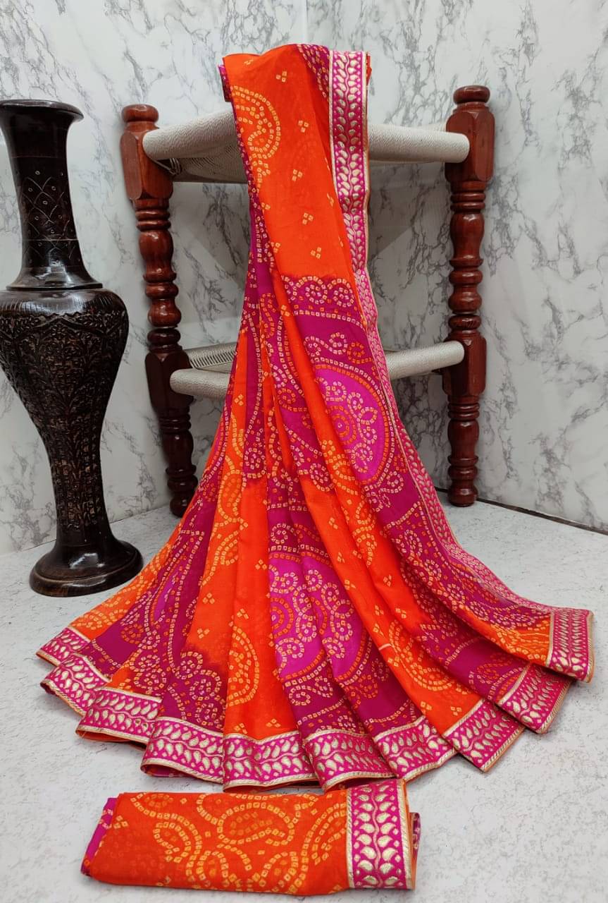     			Kanooda Prints Georgette Printed Saree With Unstitched Blouse Piece ( Pink )