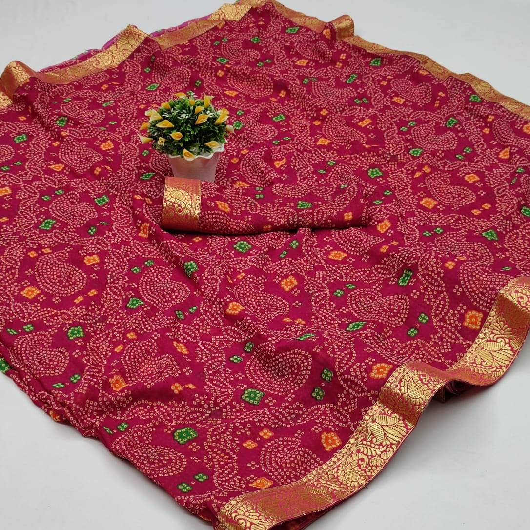     			Kanooda Prints Georgette Printed Saree With Unstitched Blouse Piece ( Red )