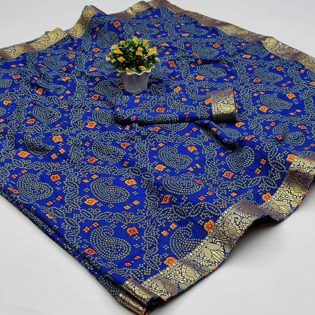 Kanooda Prints Georgette Printed Saree With Unstitched Blouse Piece ( Blue ) Kanooda Prints Georgette Printed Saree With Unstitched Blouse Piece ( Blue )