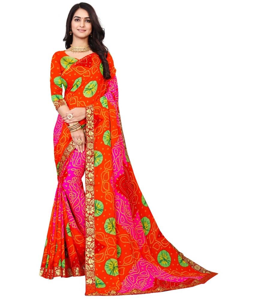 Kanooda Prints Georgette Printed Saree With Unstitched Blouse Piece ( Blue ) - Sarees | Buy online on ZillyBuy