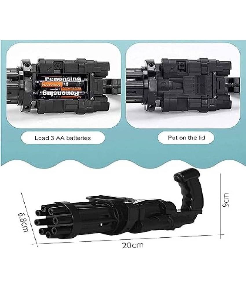 Kidsaholic Bubble Gun for Kids | 8 Holes Bubble Maker Gun for Boys/Girls | New Gatling Bubble Gun for Kids | Birthday Gift for Boys & Girls | Outdoor Toys for