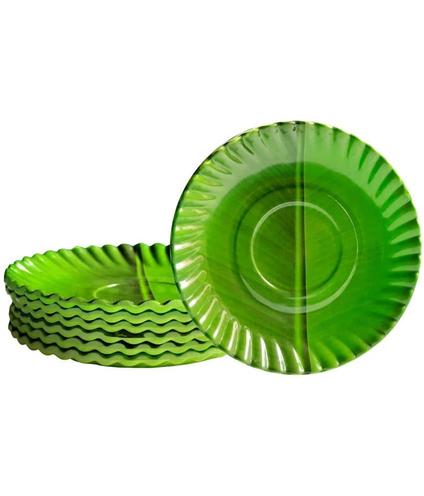 Laserbot 6 Pcs Melamine Dark Green Quarter Plate