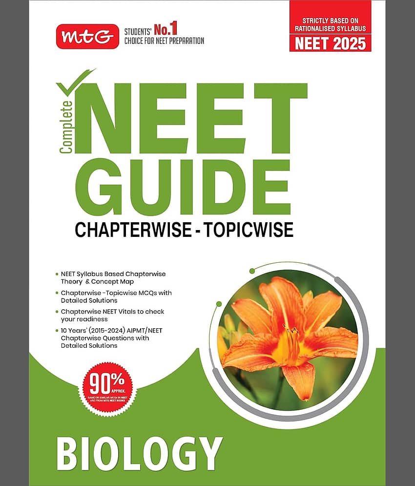 MTG Complete NEET Guide Biology Book For 2025 Exam - NEET Rationalised Syllabus Based Chapterwise Theory & Concept Map | 10 Years Chapterwise Questions (PYQs) with Detailed Solutions - Stationery | Buy online on ZillyBuy