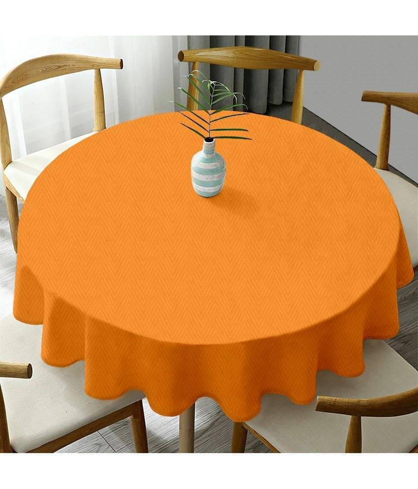 Oasis Hometex Self Design Cotton 6 Seater Round Table Cover ( 152 x 152 ) cm Pack of 1 Orange     			Oasis Hometex Self Design Cotton 6 Seater Round Table Cover ( 152 x 152 ) cm Pack of 1 Orange